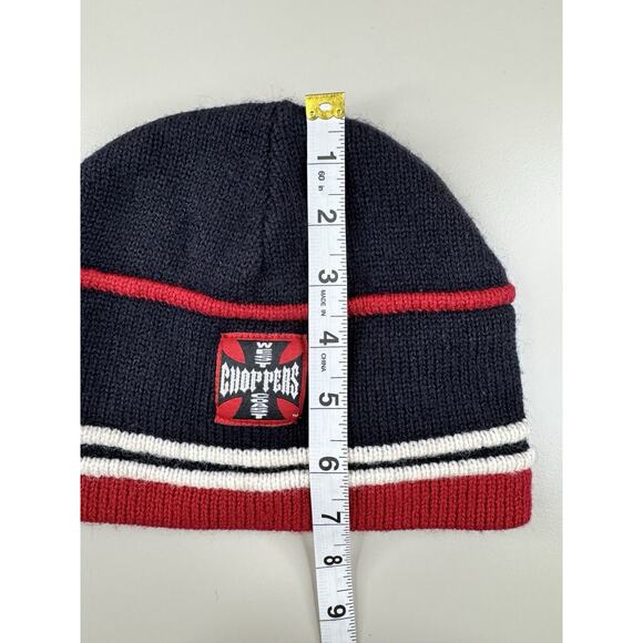 Vintage West Coast Choppers Y2K Beanie Hat Skull Crown Iron Cross Black Red WCC - Picture 5 of 8
